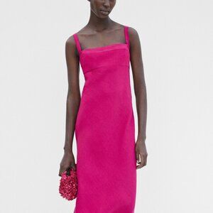 Massimo Dutti linen blend midi dress, size medium